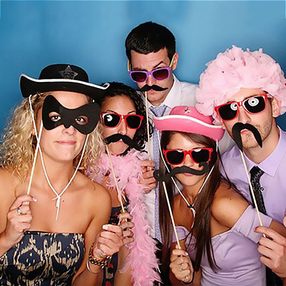 Accessoires Photo à main en or Rose, moustache de jeu de mariage, décor d&#39;anniversaire pour enfants, accessoires Photo, masque de déguisement enterrement de vie de jeune fille