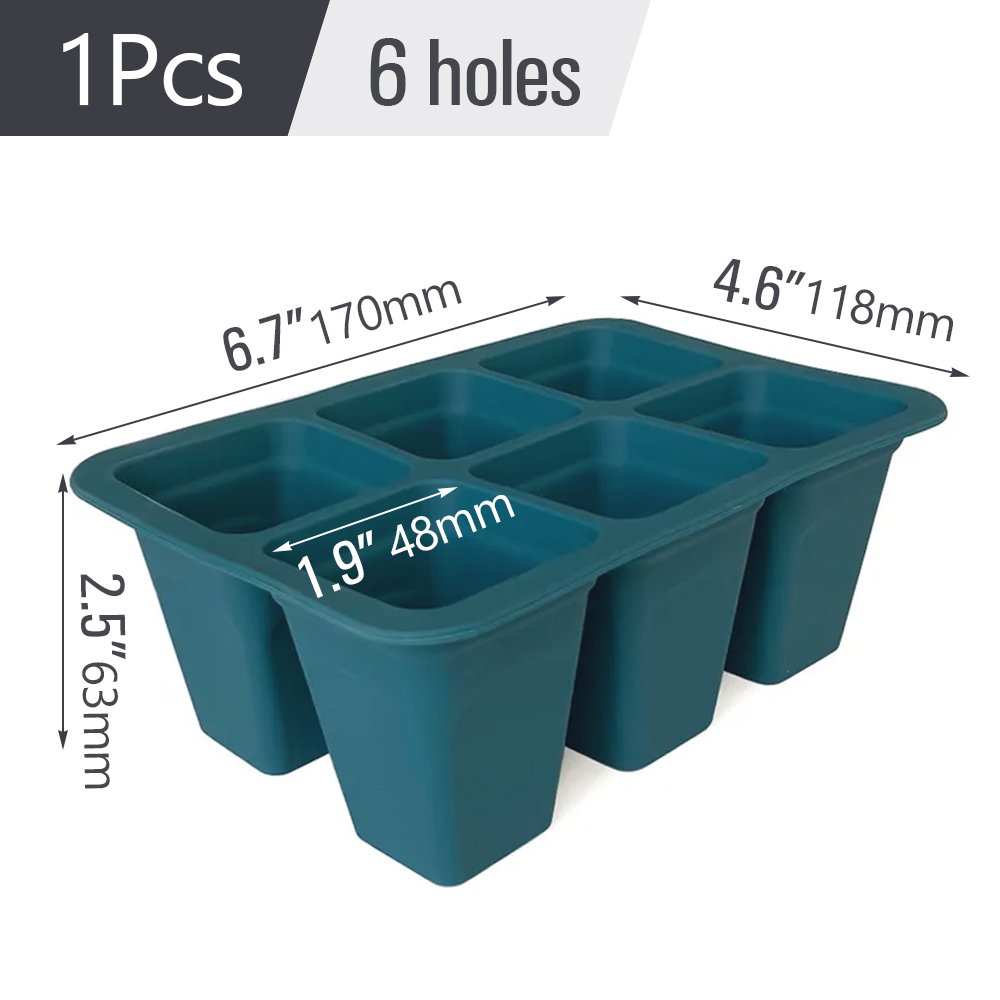 Plantes d'intérieur en silicone pour jardin, cadres de plantes, démarrage de l'escalade, pots de pépinière de semis, conteneur de propagation, boîte de culture de germination, 4 cellules, 6/12 cellules: Bleu marine
