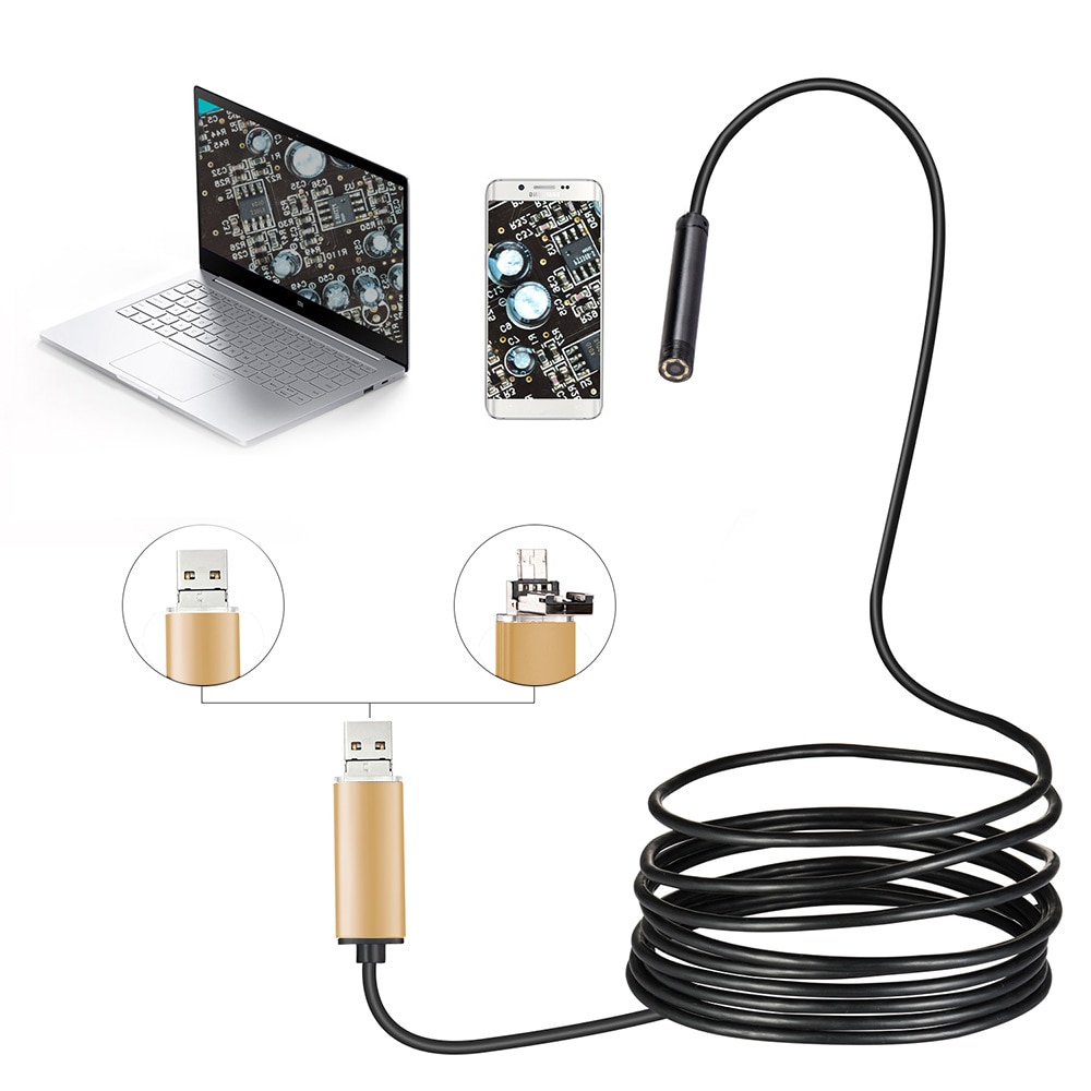 10M 5.5mm Endoscope Camera Inspection Borescope Flexible IP67 Waterproof USB Hose Inspection Camera for Android PC With 6LEDs