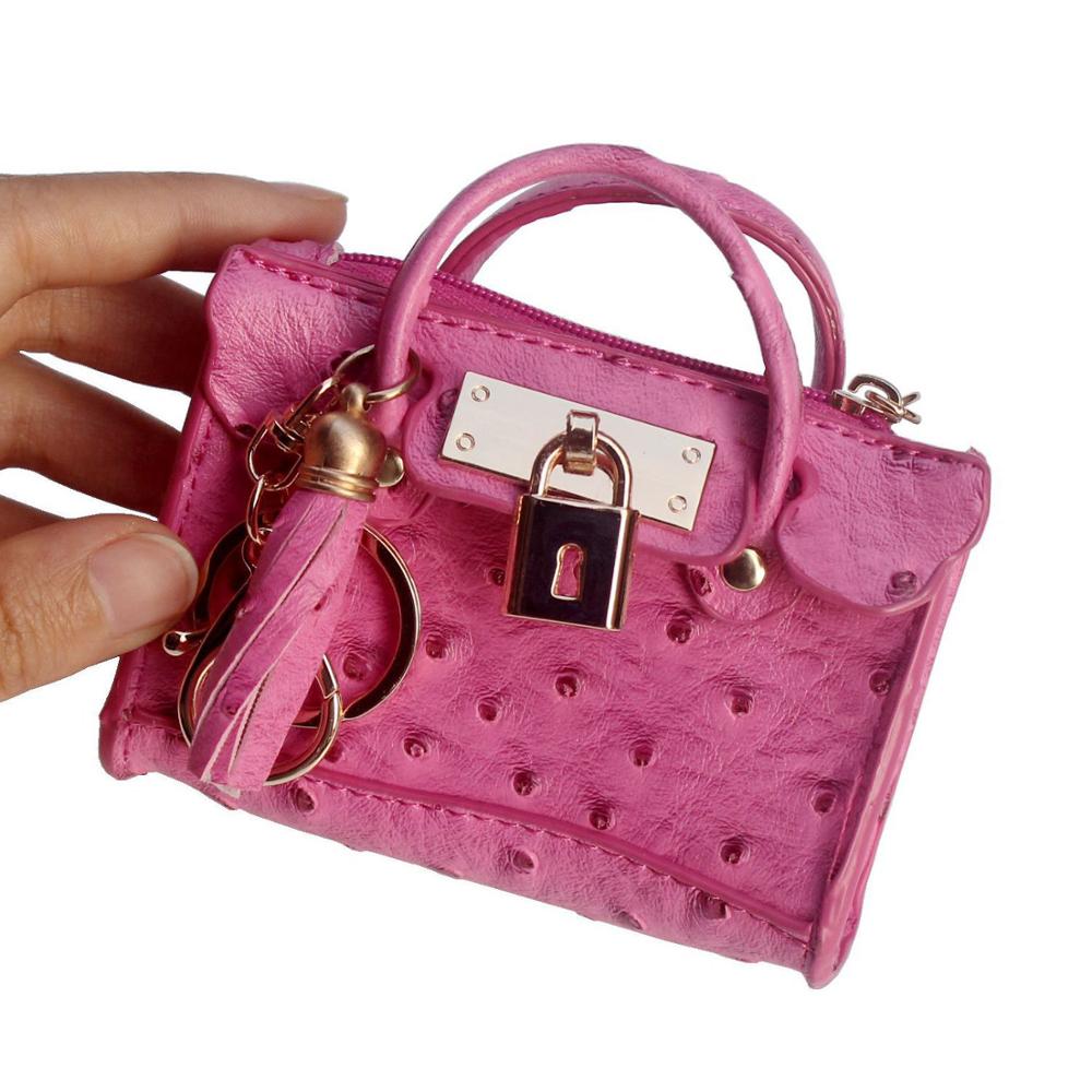 Mini sac à main Vintage avec porte-clés, petit sac à main avec fermeture éclair pour femmes, pièces de monnaie, voiture, sac à main , sac à main avec fermeture éclair: Rose chaud
