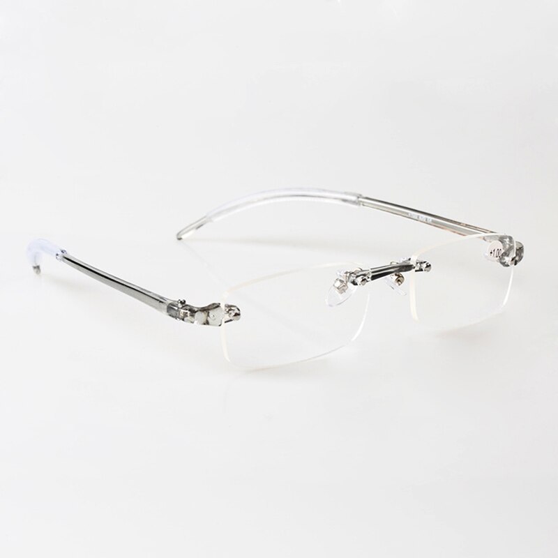 Gafas graduadas para miopía para hombre y mujer, TR90, de resina, ultralivianas, sin marco, transparentes, color gris, miopía, M030