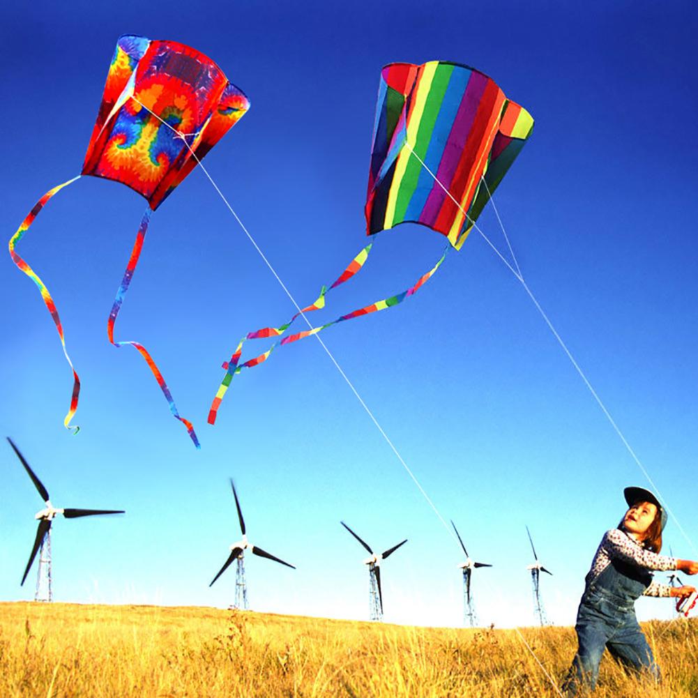 Outdoor Kleurrijke Parafoil Lange Staart Flying Kite Met 30M Lijn Kinderen Kids Speelgoed Voor Waggel Verjaardag Xmas