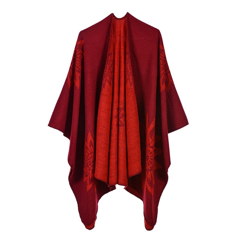 Blomster poncho kapper vinter kashmir tørklæde tyk tæppe sjaler og indpakning lange kvaster pashmina damer vinterkappe: 3
