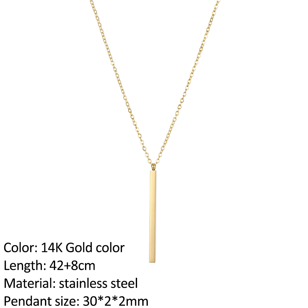 SUNIBI-collares con colgante de barra Vertical para mujer, cadena Lariat larga Simple de acero inoxidable, collar colgante minimalista, de joyería