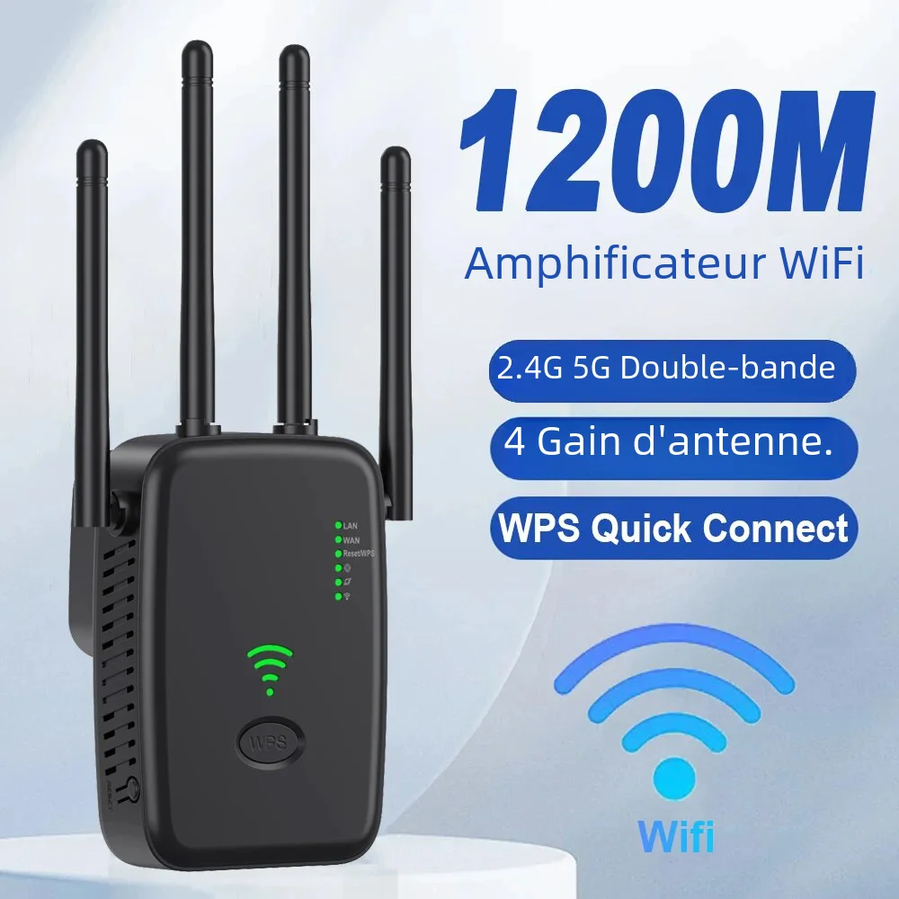 1200Mbps 5Ghz Wireless WiFi Repeater 2.4G 5G WiFi Signal Amplifier Extender Router WIFI Booster Network Lan Wifi Adapter 802.11N