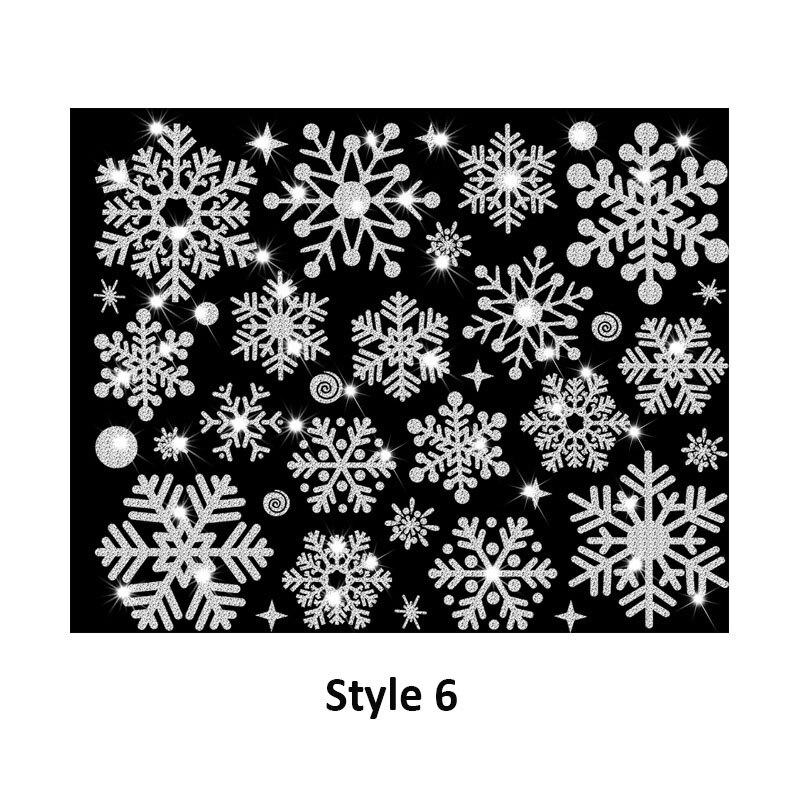 Merry Christmas Gold Garland Stickers Shining Tree Window Sticker Xmas Wall Decals Year Showcase PVC Wall Paper Home Decor: Style  6