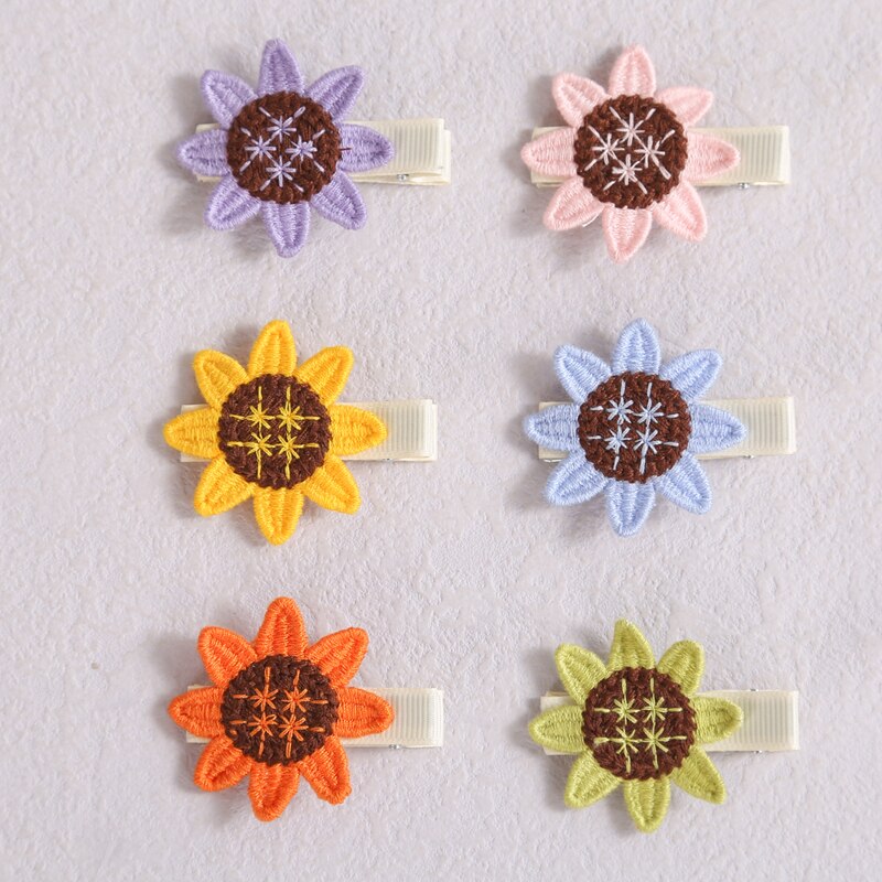 Pinzas para el pelo de punto de ganchillo para niña, horquillas para bebé, accesorios Kawaii, ganchos para el pelo de girasol, horquilla pequeña, sombreros para niños, 2 unids/set/Set