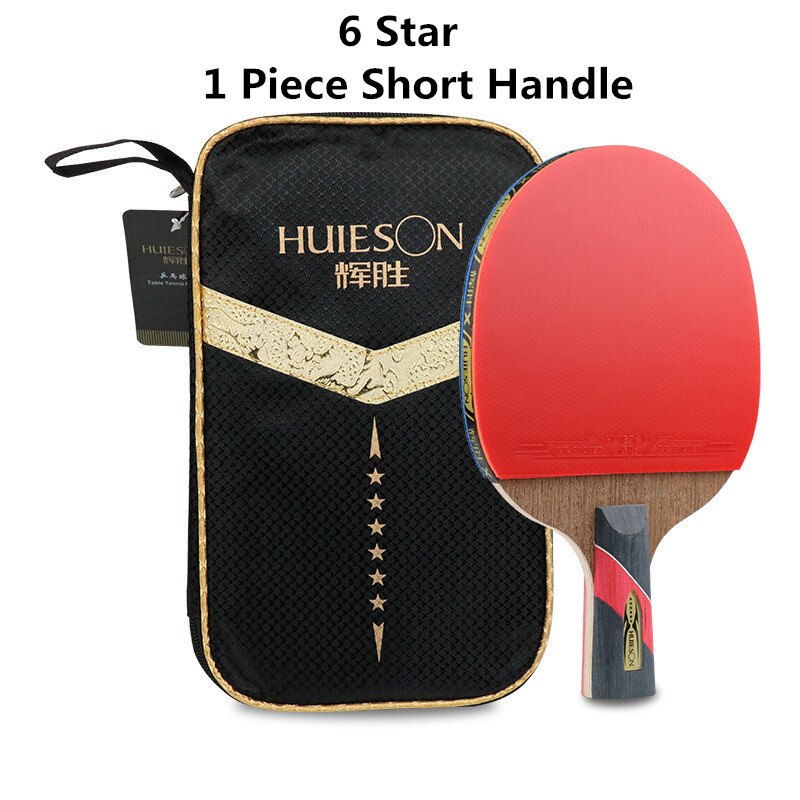 Huieson-raqueta de tenis de mesa de 6 estrellas, raquetas de Ping Pong de goma con doble grano de carbono, pala de pádel, potente murciélago con cubierta, 1 par: 6 Star 1 Short