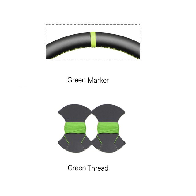 Hand-Gestikt Zwart Kunstmatige Suede Blauw Marker No-Slip Auto Stuurhoes Voor Peugeot 207 Cc: Green Marker