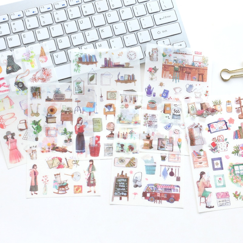 6 Sheets/pack Girls Daily Label Stickers Decorative Stationery Stickers Scrapbooking Diy Diary Album Stick Label