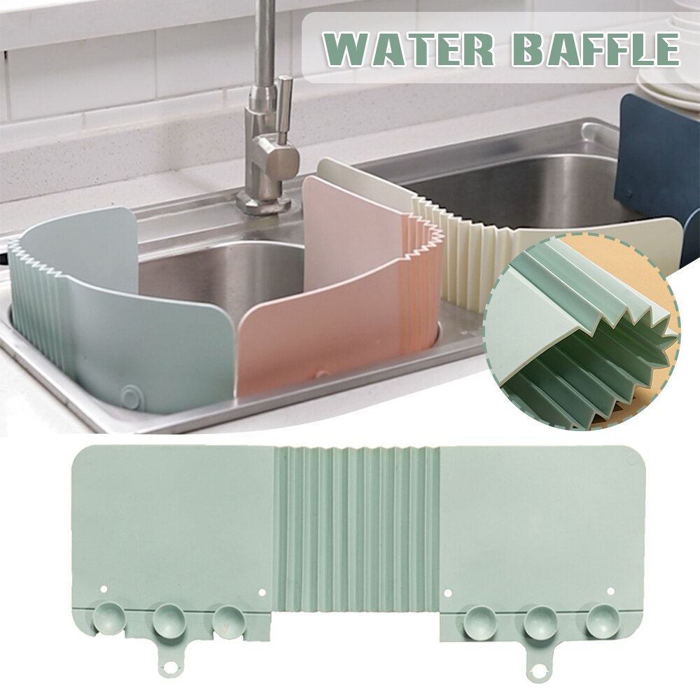 Kitchen Sink Splash Baffle Board Dish Washing Attached Strong Suction Cup Sink Water Splash Guard Splash Protector EIG88