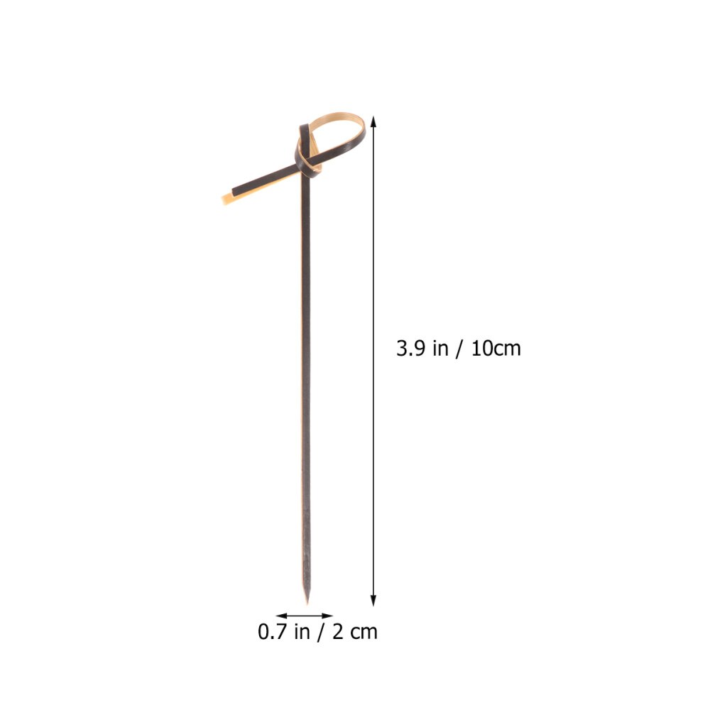 200 stuks 10.5cm wegwerp verdikking cocktailprikkers knoop bamboe fruit voorgerecht drank voedsel prikkers stokjes feestbenodigdheden (zwart)