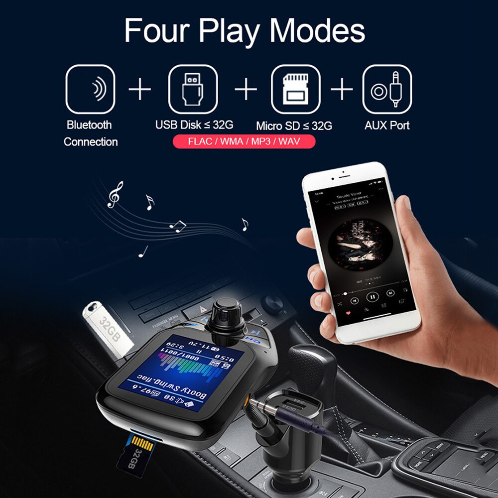 T43 Car Wireless Bluetooth MP3 Player Hands-Free FM Transmitter QC3.0 USB Fast Car Charger car accessries