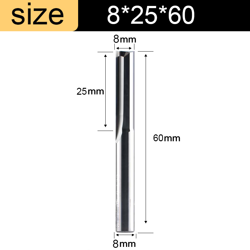 Vsharp carbure de tungstène 3.175 4 6 8 10mm tige 2 cannelures fraise en bout droit CNC fraise bois dur MDF gravure routeur peu