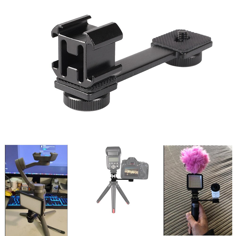 Stabilisateur de cardan, accessoires support de micro Triple chaussure, Extension de Microphone, barre de support de Flash pour Zhiyun Smooth 4 Crane 2