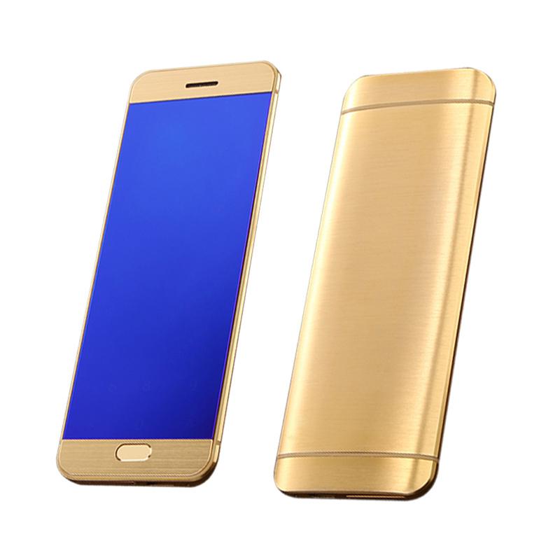 Original Ulcool V26 Touch Display Metal Body Bluetooth 2.0 Dialer Dual Sim Credit Card Mobile Cell Phone+case+screen Protector: add 2G TF card / gold