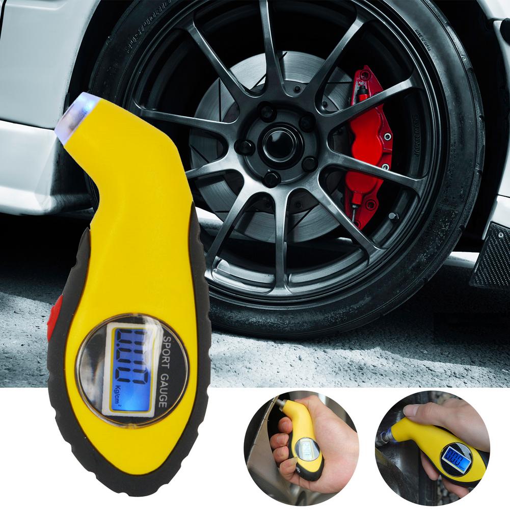 Auto Bandenspanningsmeter Meter Elektronische Digitale Lcd Tire Manometer Barometer Tester Tool Motorcycle Security Alarm Monitor