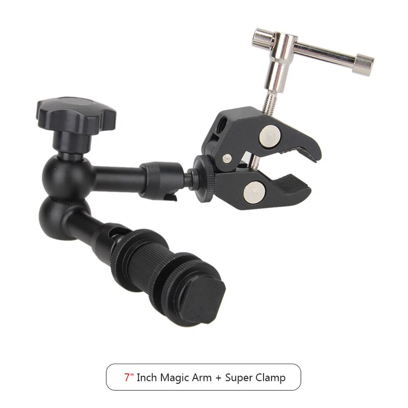 Superklem 7/11 inch verstelbare magische gelede arm voor het monteren van hdmi-monitor, led-lamp, lcd-videocamera, flitser, camera, dslr: 7 inch met klem
