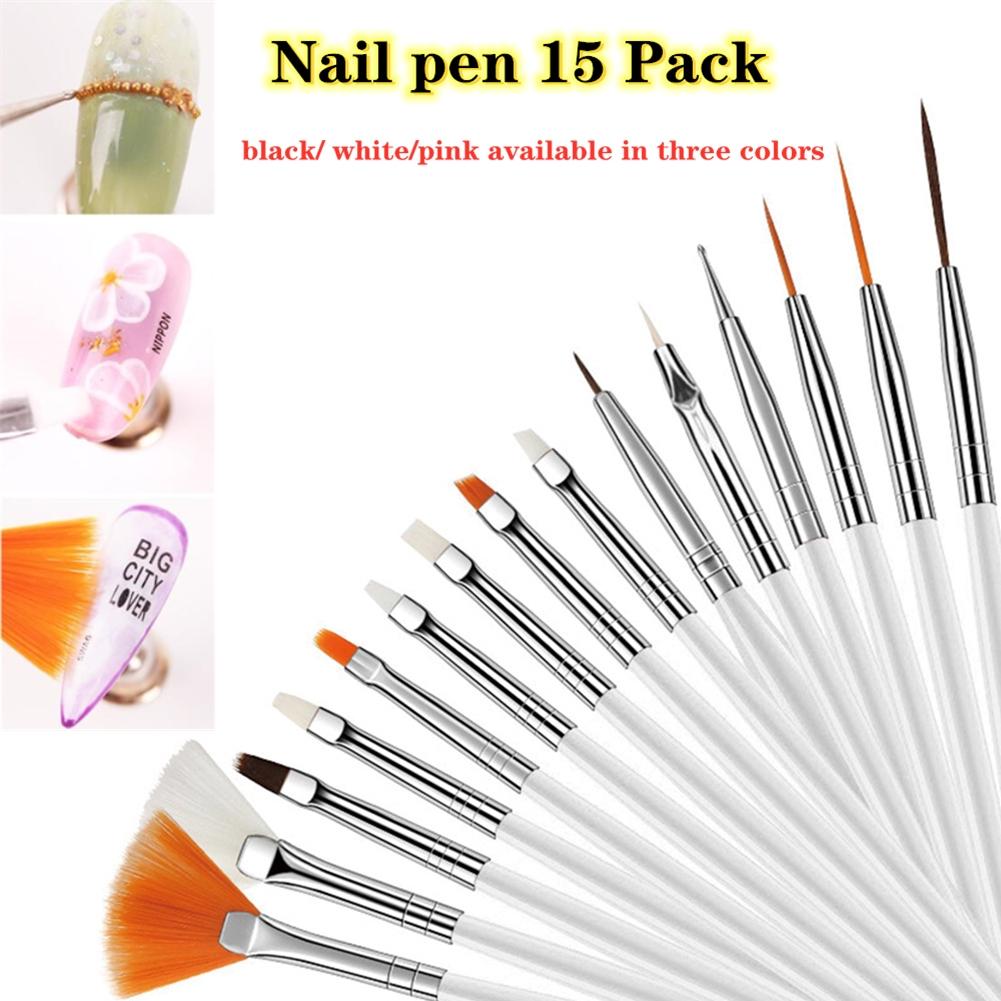 15 Stks/set Nail Art Schilderij Borstel Sets Fototherapie Carving Pen Nail Art Manicure Borstels Gereedschap