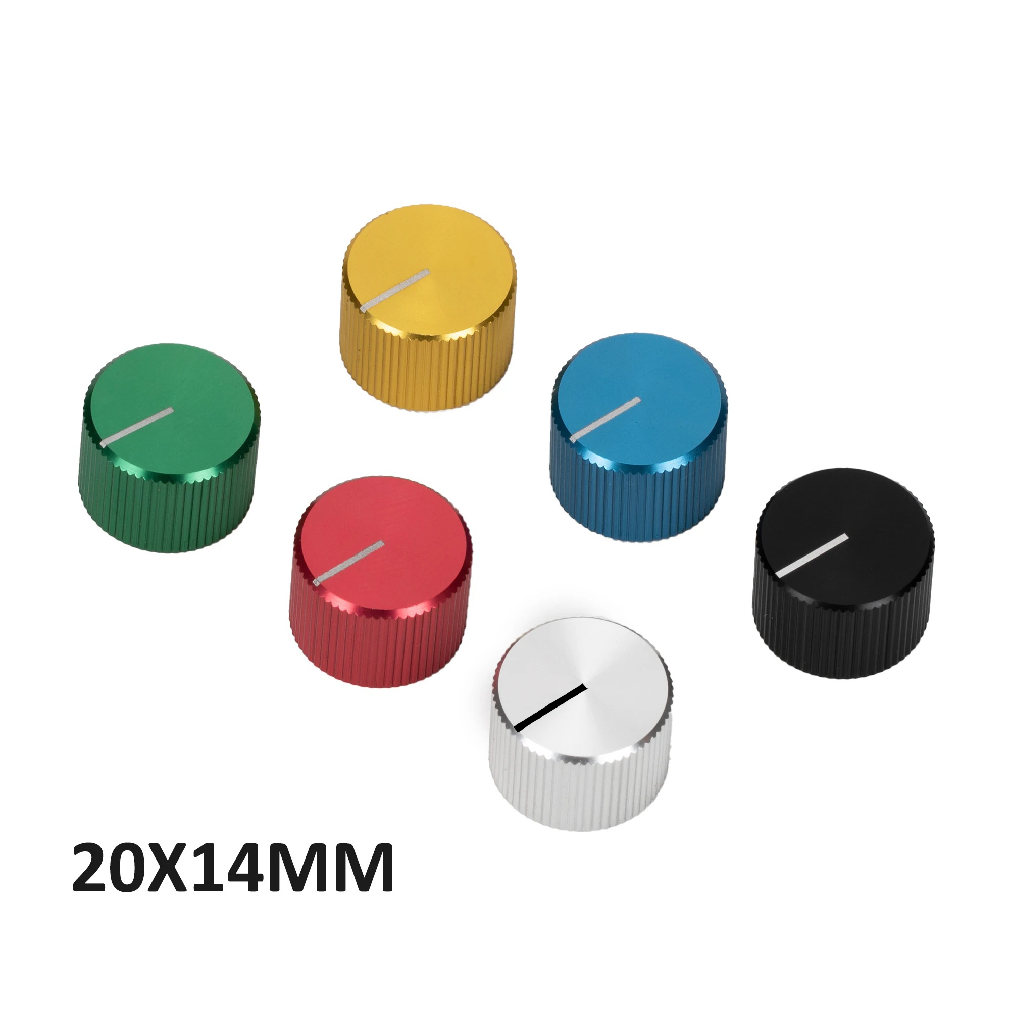 DAIERBUMP 5pz 6.35MM Manopola del pedale dell'effetto della chitarra Manopola del potenziometro in metallo con vite di fissaggio Manopole per chitarra per pedale della chitarra elettrica