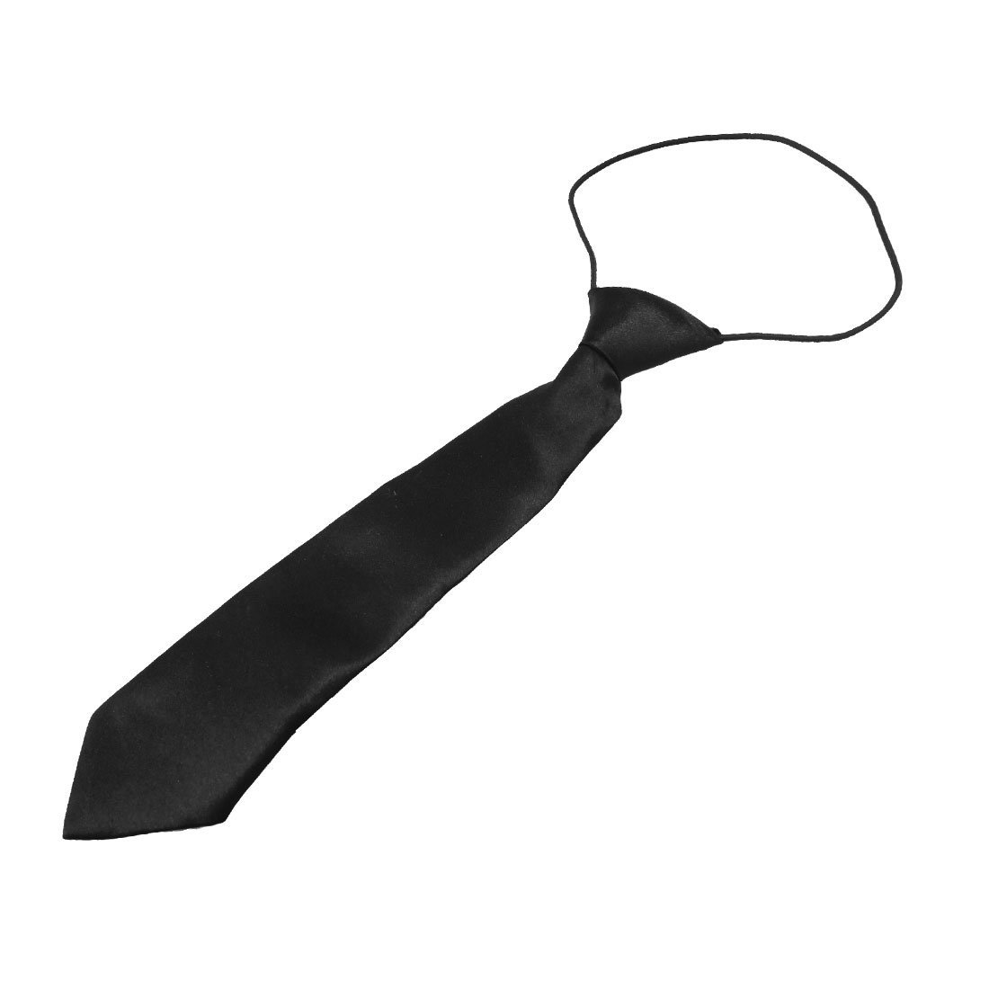 Solid Zwart Polyester Elastische Slanke Stropdas Das Voor Kind
