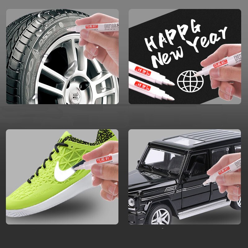 Haile-rotuladores blancos permanentes a prueba de agua, marcadores de tinta oleosa de 3mm para escritura de tela y artesanía, bolígrafos de pintura, suministros de papelería de arte, 2 uds.