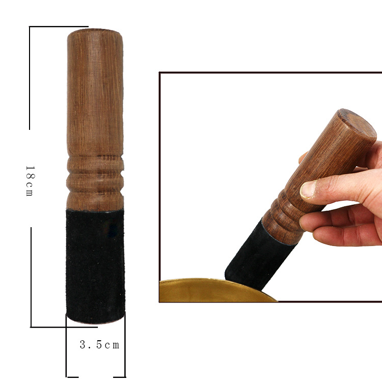 Cuenco tibetano de cuero palo de martillo palo de madera mango de meditación budista tibetana cuenco de canto accesorio 8-25cm: Gris oscuro