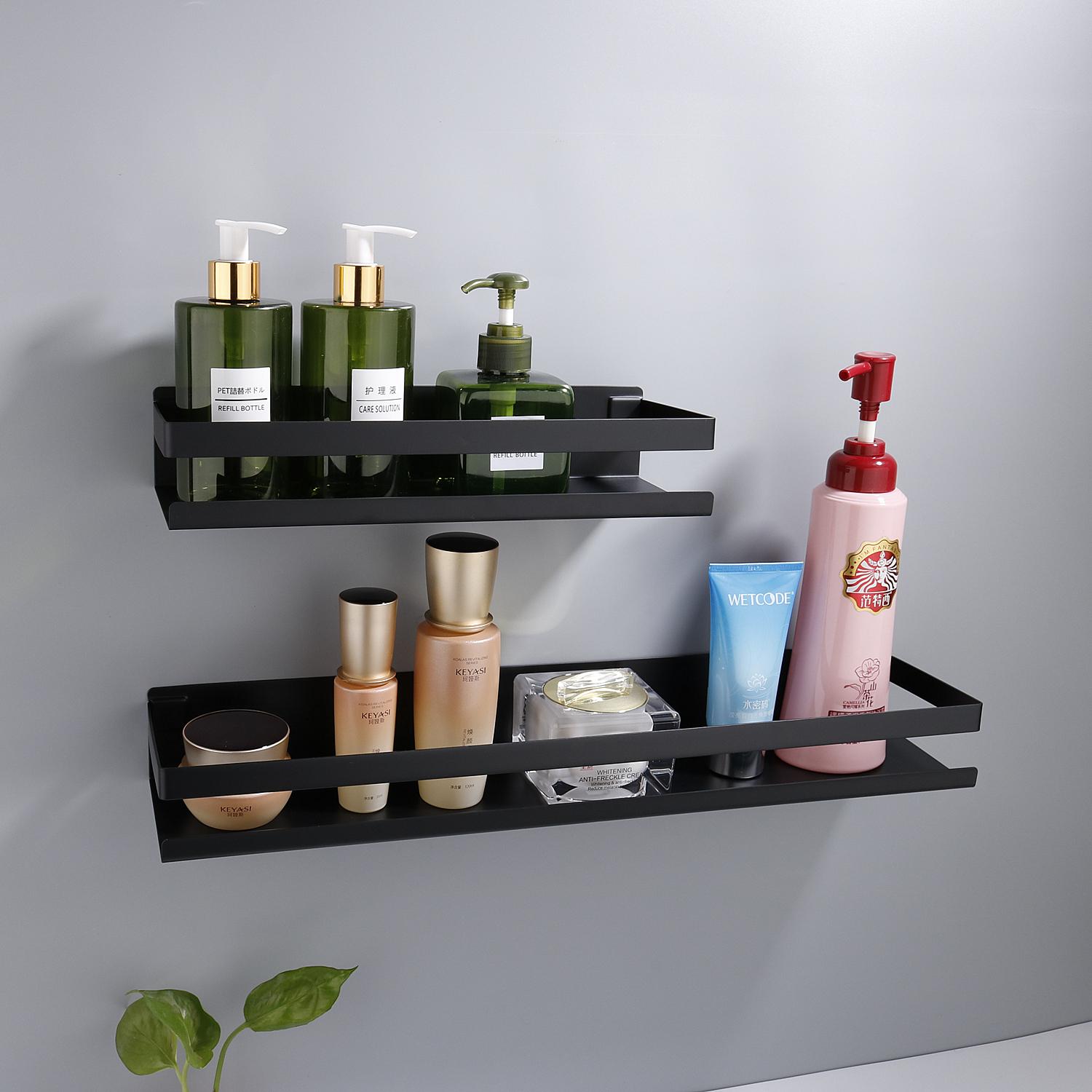 Estante de pared para baño, accesorio negro para ducha, champú y baño, estantes esquineros, estante de almacenamiento de 20cm-50cm