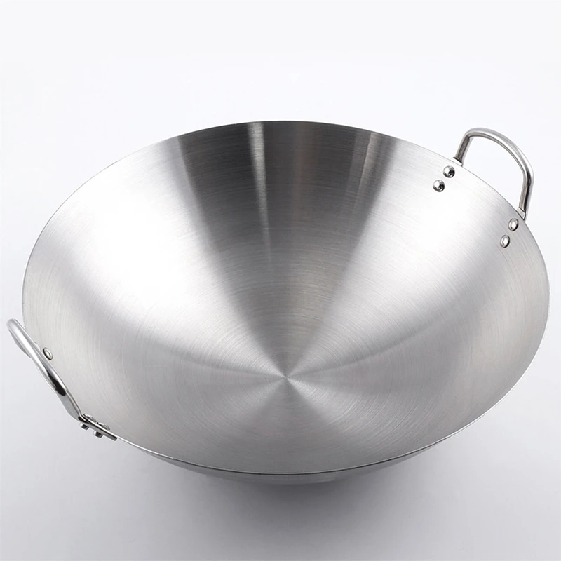 Chinese Traditionele Ijzeren Dubbele Oor Chef Bak Wok Roestvrij Stalen Wok Gasfornuis Smeedijzeren Keuken Kookgerei Wok Pan Wok brander