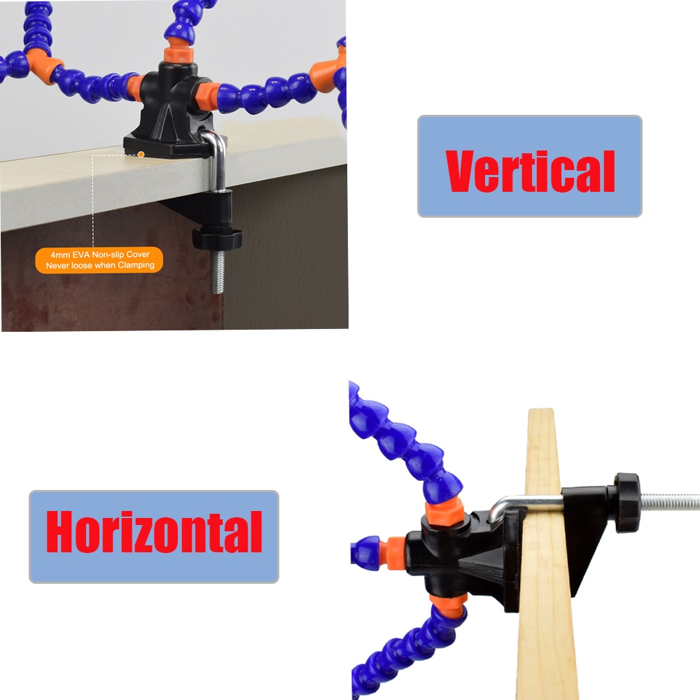 Toolour Bench Vise Table Clamp Soldering Station with 3pc Flexible Arms Soldeirng Iron Holder PCB Welding Repair Third Hand Tool