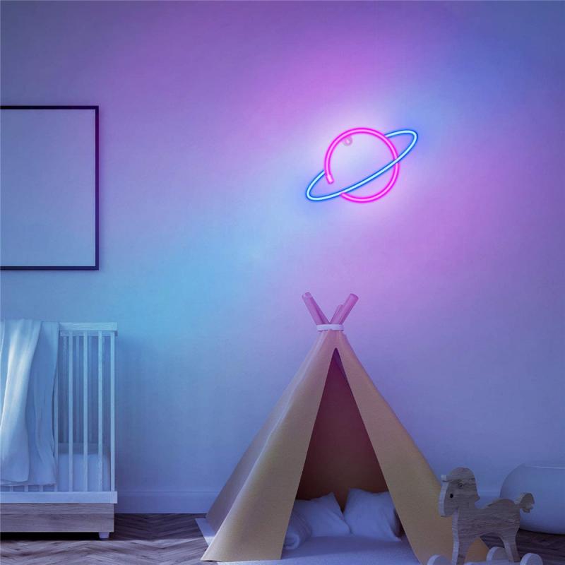 Luz de neón creativa con forma de Planeta, señal de Led neón USB/batería para dormitorio, en casa, decoración de boda, , lámpara de noche