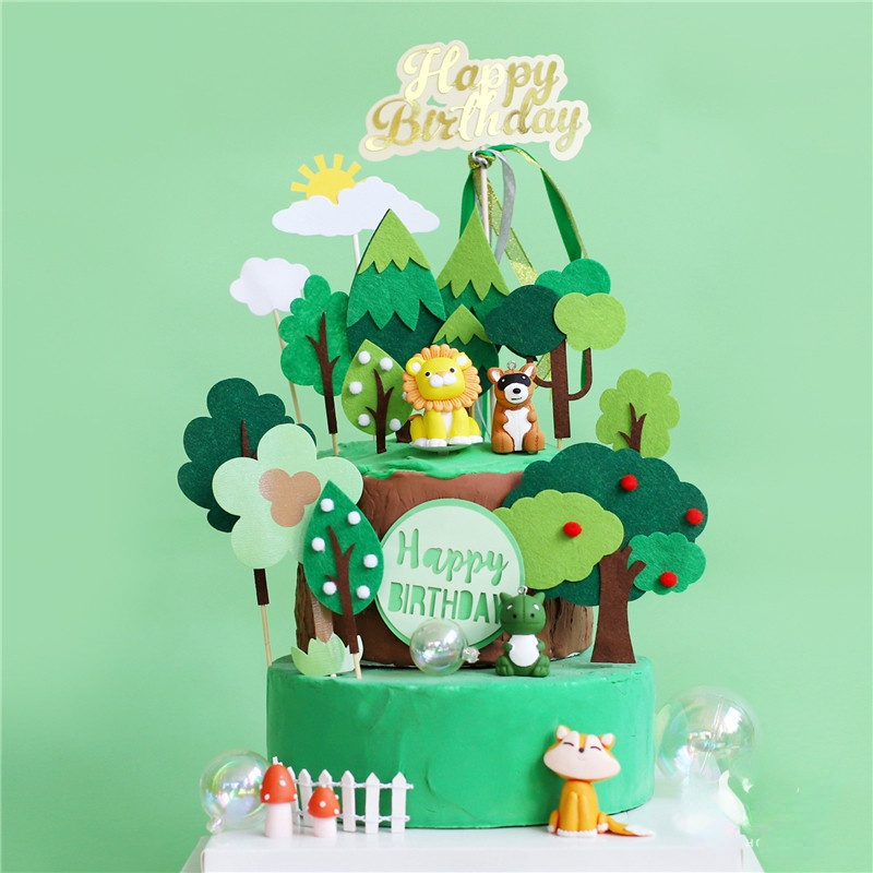 Décoration de gâteau en forme d&#39;animaux, 1 pièce, Safari, Jungle, animaux de la forêt sauvage, décoration de Cupcake, de fête d&#39;anniversaire
