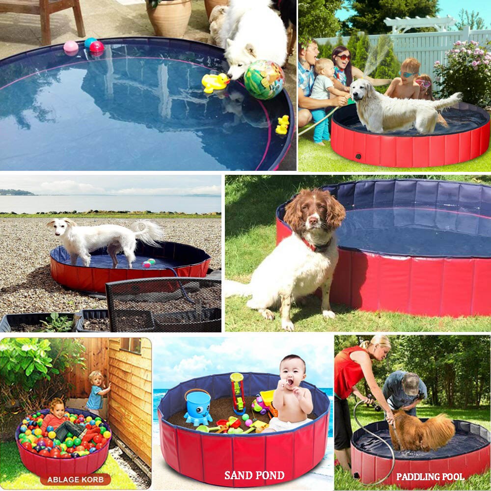 Hundeplads pool sammenklappelig kæledyr swimmingpool bærbar skridsikker badepool til børn hunde katte badekar udendørs legeplads