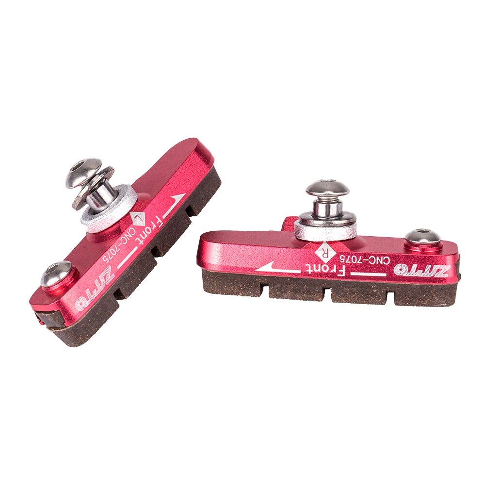 ZTTO – étriers de vélo de route avec plaquettes de frein remplaçables, coque en aluminium CNC, 1 paire de bloc, chaussures de freinage légères pour partie carbone: Red for carbon