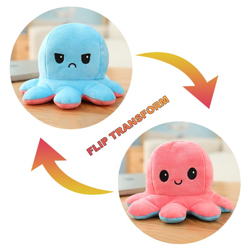 Double-Sided Flip Octopus Toys Kids Soft Plush Doll Animals Peluches Toys Reversible Stuffed Pillow Toy Xmas Birthday Baby: 003