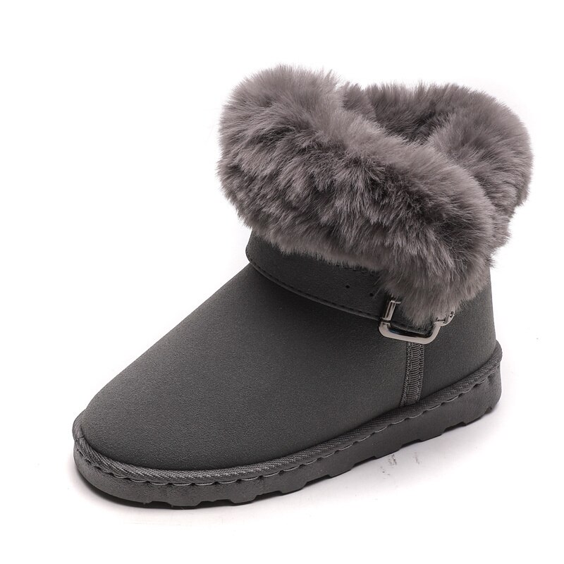 Big Kids Boots Warm Plush Children Shoes Girls Winter Princess Snow Boots Size 31 32 33 34 35 36 37 38 39 40: gray / 34
