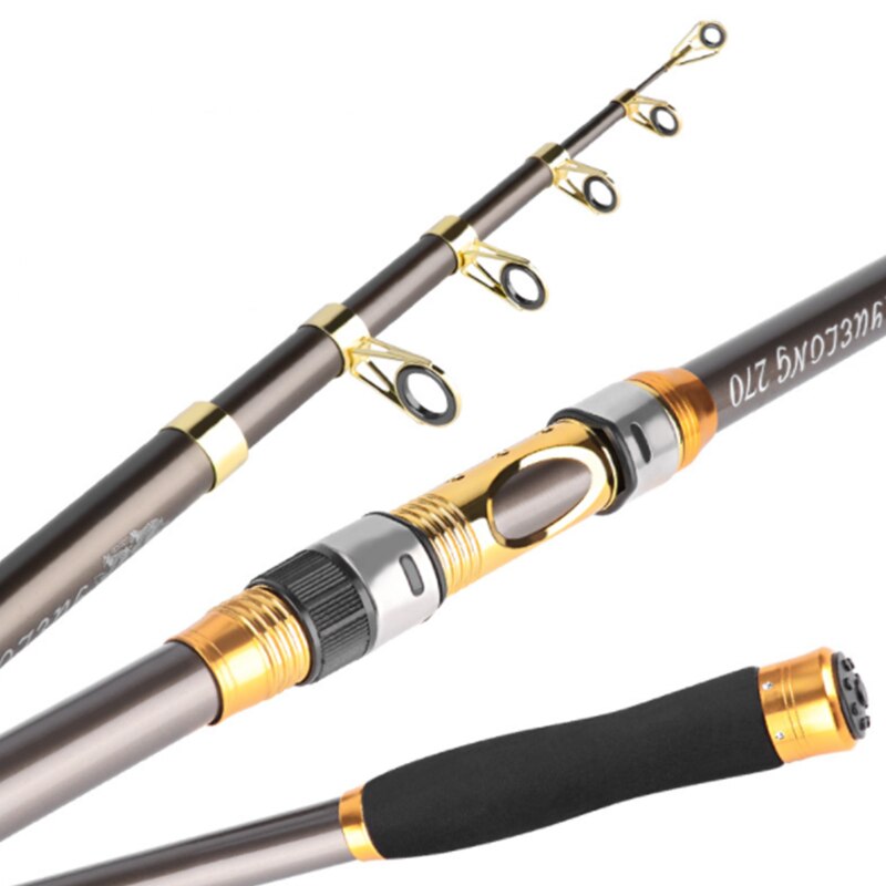 Telescopic Sea Rod Fishing Rod 2.4/2.7/3.0/3.3/3.6/3.9/4.5m Carbon Fiber Travel Rod Throwing Surf Fishing Rod