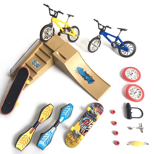 Vinger Skateboard Speelgoed Set Kit Toets Rail Set Oprit Onderdelen Met Mini Fiets Vinger Fiets Vinger Scooter Speelgoed Voor Kinderen kid: F