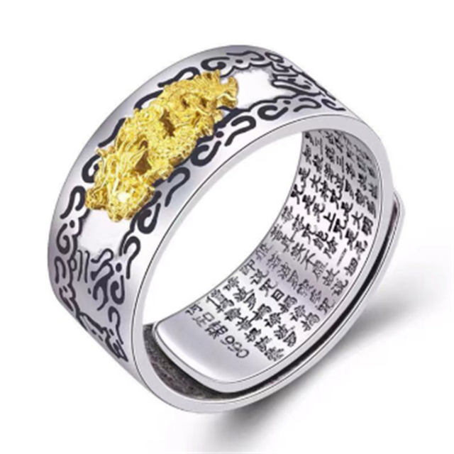 Anillo de encanto mágico para hombre y mujer, amuleto feng shui de la suerte, ajustable, joyería budista, , ,: Q