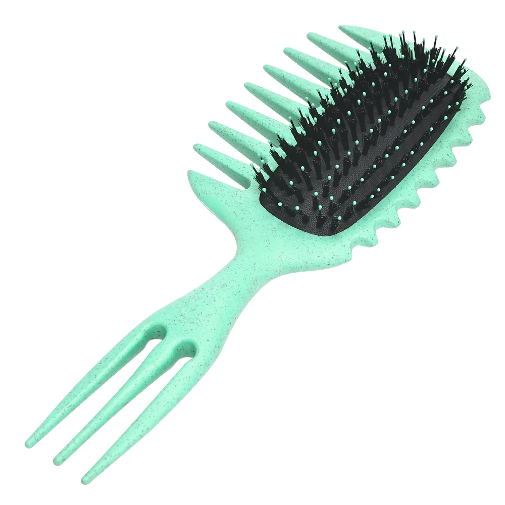 Peine antiestático, cepillo de estilismo para rizar, cepillo de masaje con cojín de aire de dientes anchos de 3 puntas para salón en casa, cabello rizado, uso en seco y húmedo