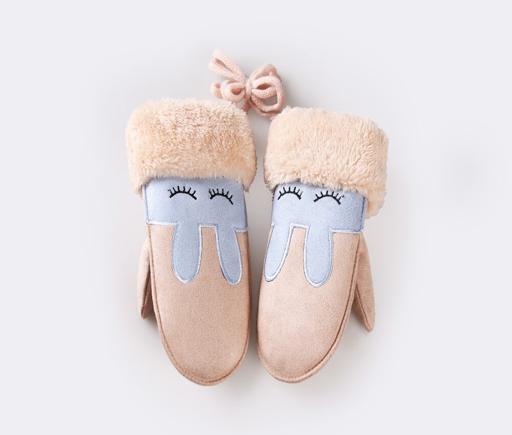 7 kolorów zimowe dziecięce rękawiczki Kawaii nowe pluszowe kreskówki grube futrzane mitenki regulowane ciepłe dla niemowląt dzieci szkolne rękawiczki