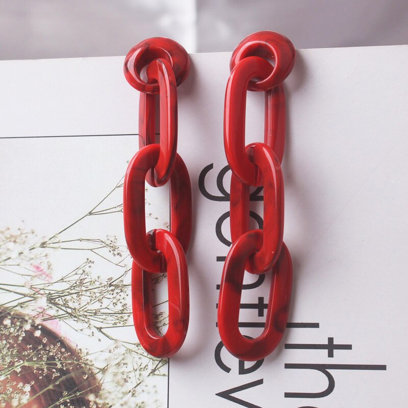 Grote Geometrische Bengelen Oorbellen Voor Vrouwen Overdreven Hollow Link Oorbellen Acryl Hars Oorbellen Minimalisme Oor Sieraden