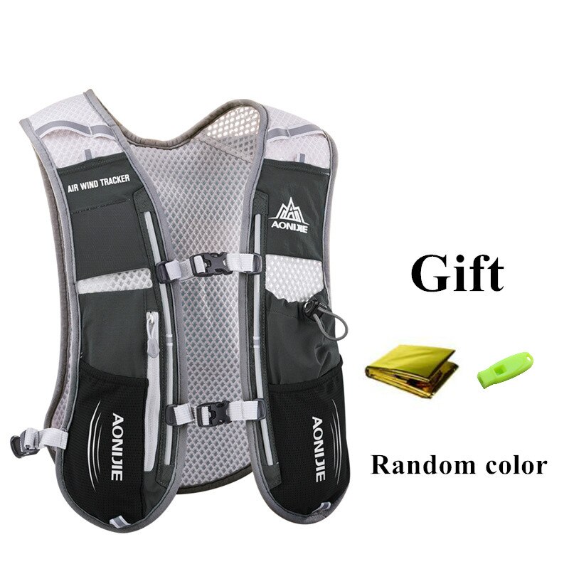 AONIJIE 5L Lichte outdoor drinkrugzak wandelvest tas marathon lopen fietsen sporttas (grijs 1,5 l waterzak
