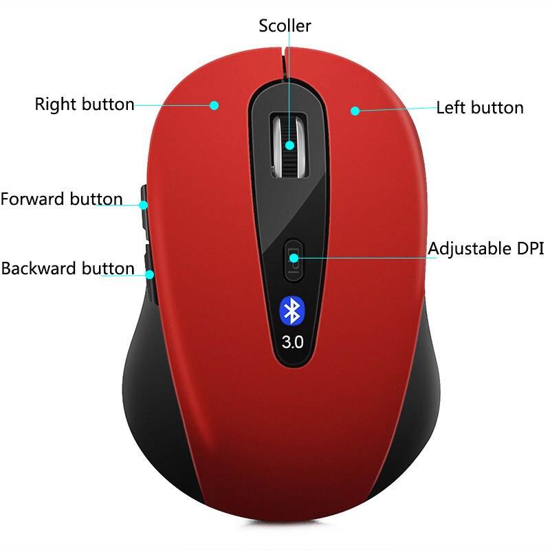 CHYI bezprzewodowa mysz optyczna Bluetooth komputer biurowy Mini myszy 800/1200/1600 DPI 5 przycisków BT 3.0 mysz do laptopa PC