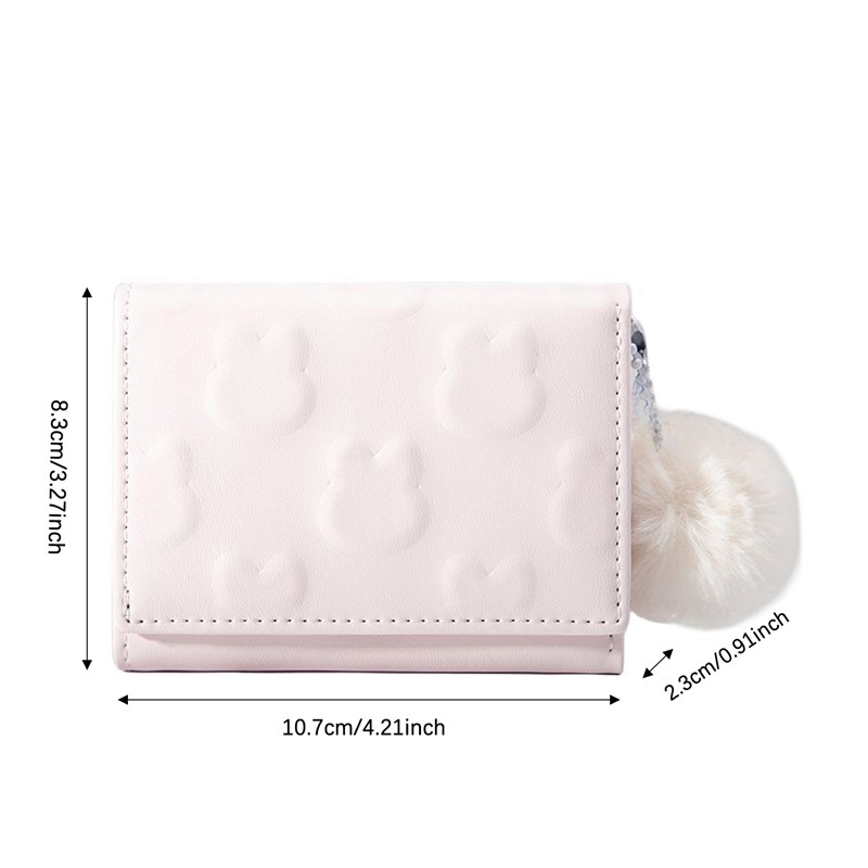 Cartoon Small Wallet Cute Korean Short Wallet Women's Solid Color Cute Rabbit Pattern Simple Multi Card Bag Zero Wallet