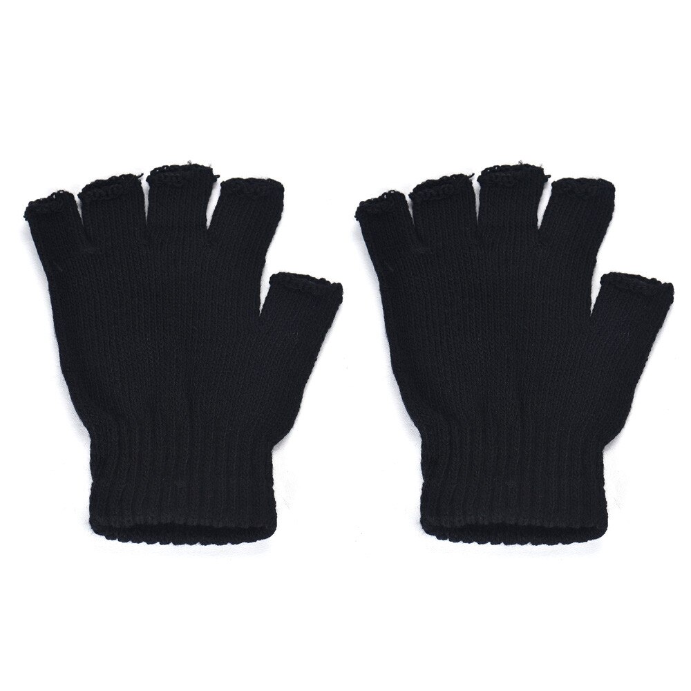 Herfst winter outdoor heren warme zwarte gebreide vingerloze handschoenen stretch elastische warme halve vinger fiets handschoenen  #w5