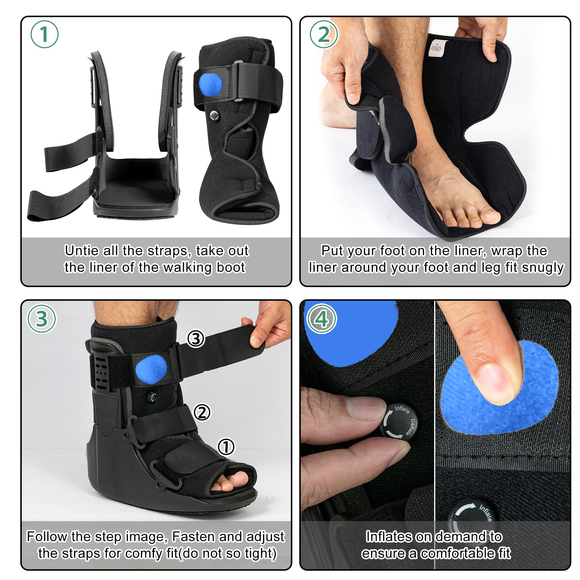 Air Walking Boot Fraktur Boot Short Walker Schutzs tiefel passt links oder rechts Fuß Knöchel für Verletzungen Frakturen Verstauchungen