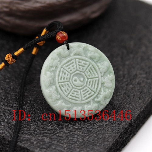 Natural Chinese Zodiac Carved Jade Pendant White Green Tai Chi Gossip Necklace Charm Jewellery Lucky Amulet