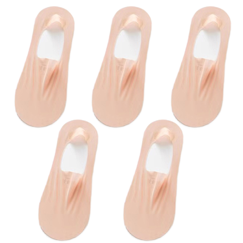 5Pairs Women Invisible Boat Socks Breathable Silicone Non-slip Ultra-thin Sock Slippers Elastic Ice Silk Low Sox: GRAY