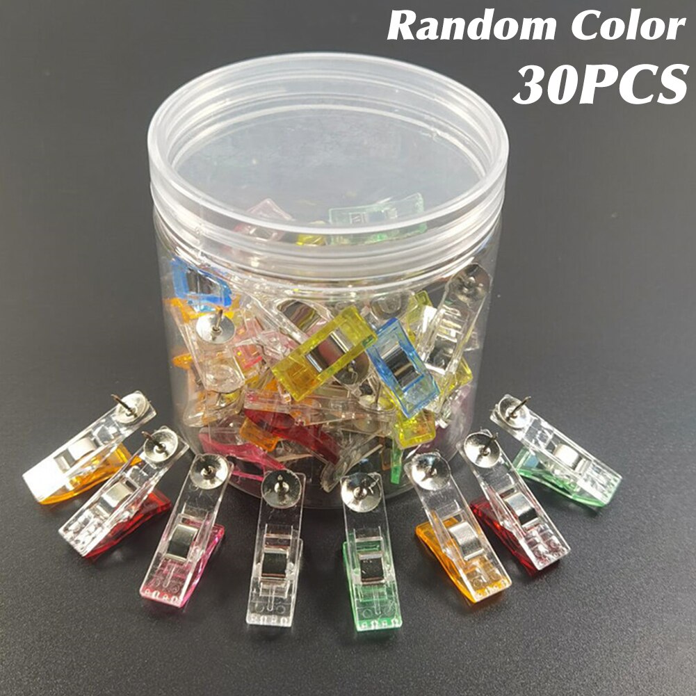 DIY Fastener Transparent Hemming Crocheting Clamps Pack Knitting Fabric Craft Quilt Binding Thumbtack Sewing Clip Accessories: 30pcs